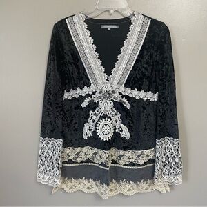 Passion Concept Medium Blouse black velvet lace and bead whimsigoth sheer